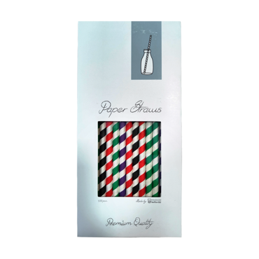 Paper Straws 8mm with Stripes in Colors box 100pcs