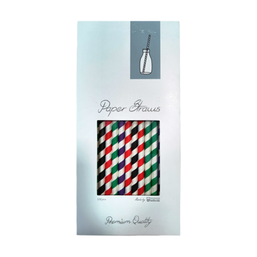 Paper Straws 8mm with Stripes in Colors box 100pcs